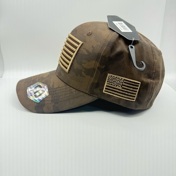 Runs Deep Tactical RDUSA-18 BRN Military Baseball Cap with American Flag - Picture 3 of 9